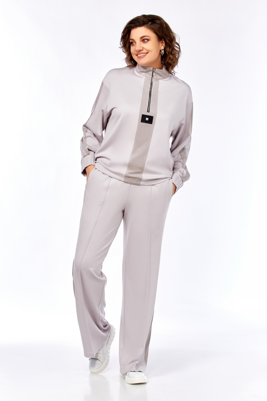 Костюм Ольга Стиль С1001 светло-серый - фото 6