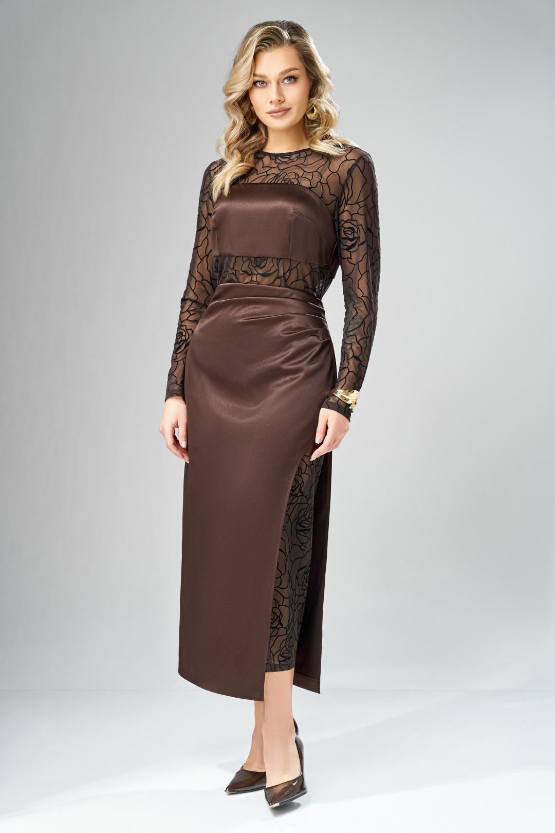 Костюм Ольга Стиль С1003 шоколадный - фото 4