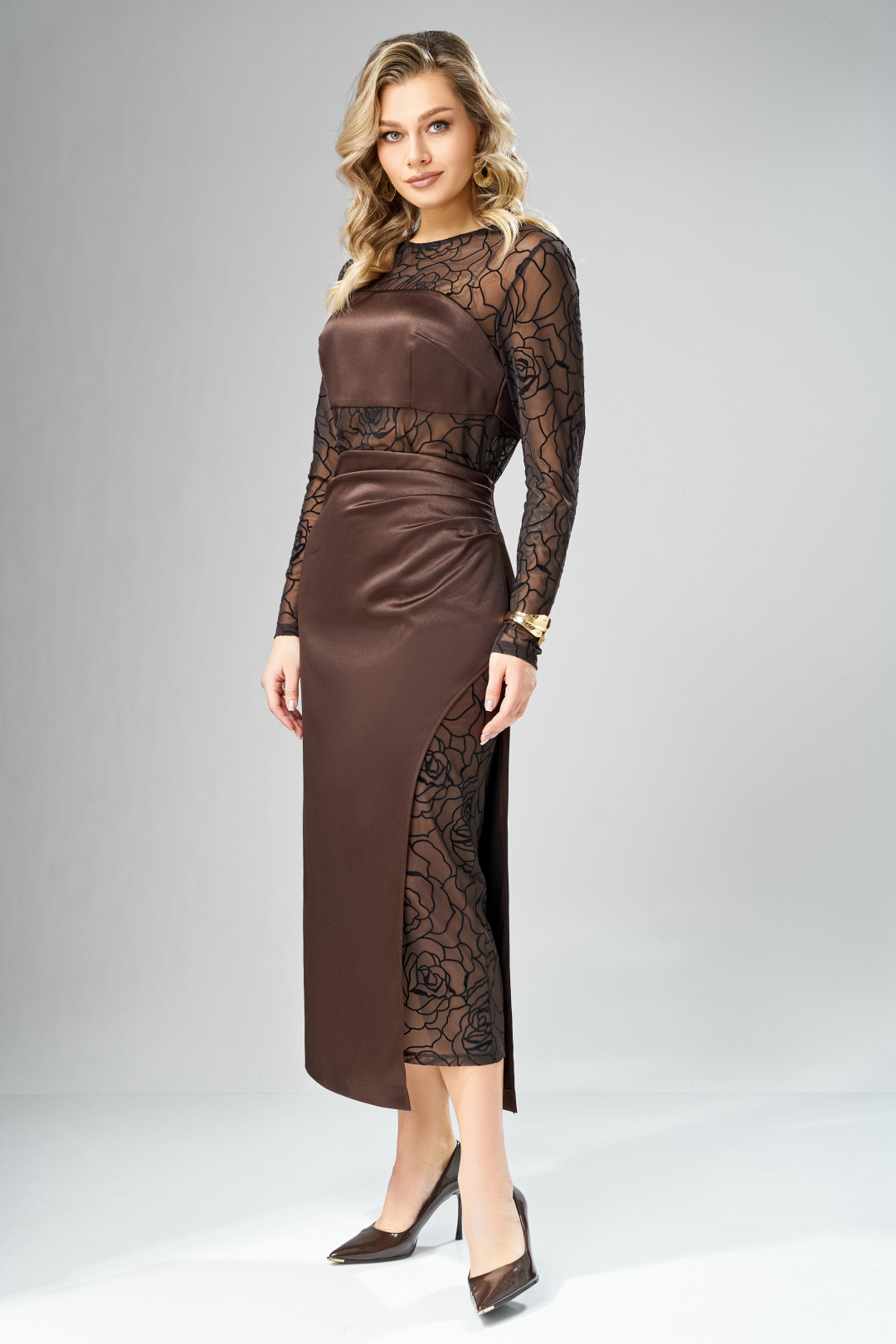 Костюм Ольга Стиль С1003 шоколадный - фото 5