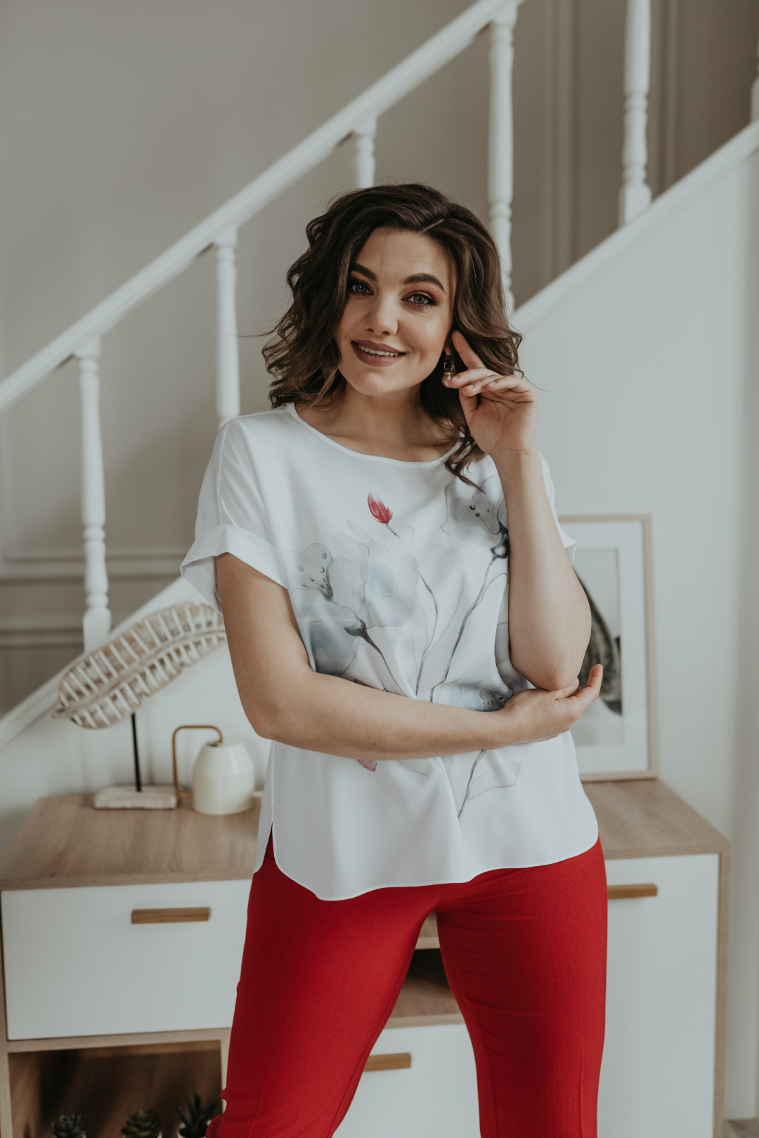 Костюм Ольга Стиль С707/1 полоска-красный - фото 5