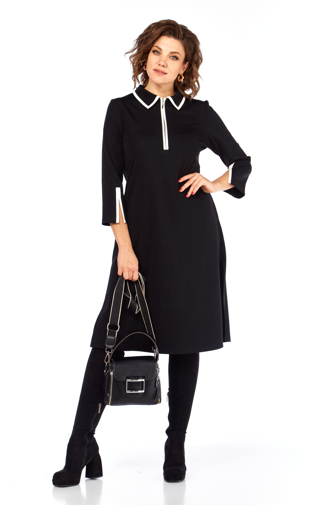 Платье Ольга Стиль С971 черный - фото 1