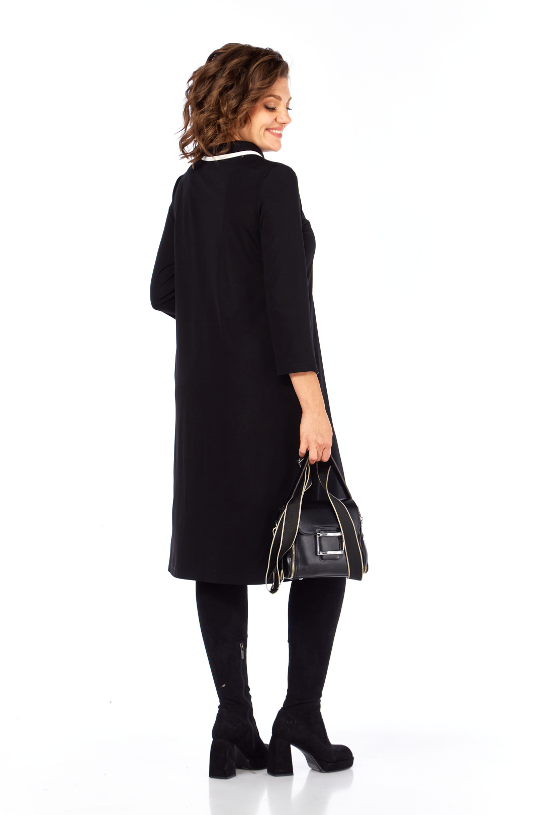 Платье Ольга Стиль С971 черный - фото 2