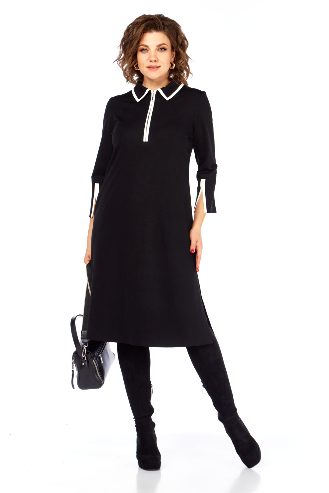 Платье Ольга Стиль С971 черный - фото 4