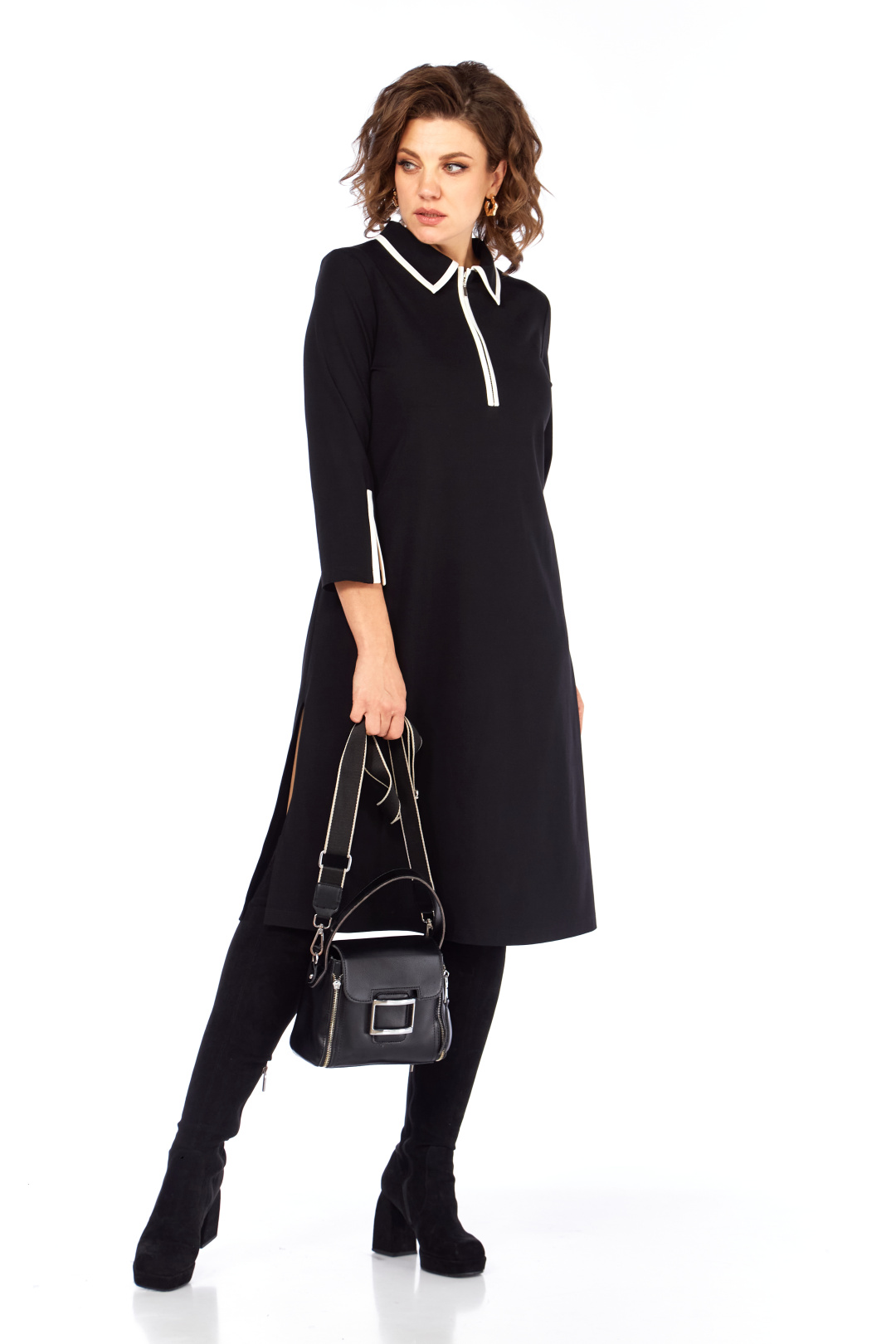 Платье Ольга Стиль С971 черный - фото 5