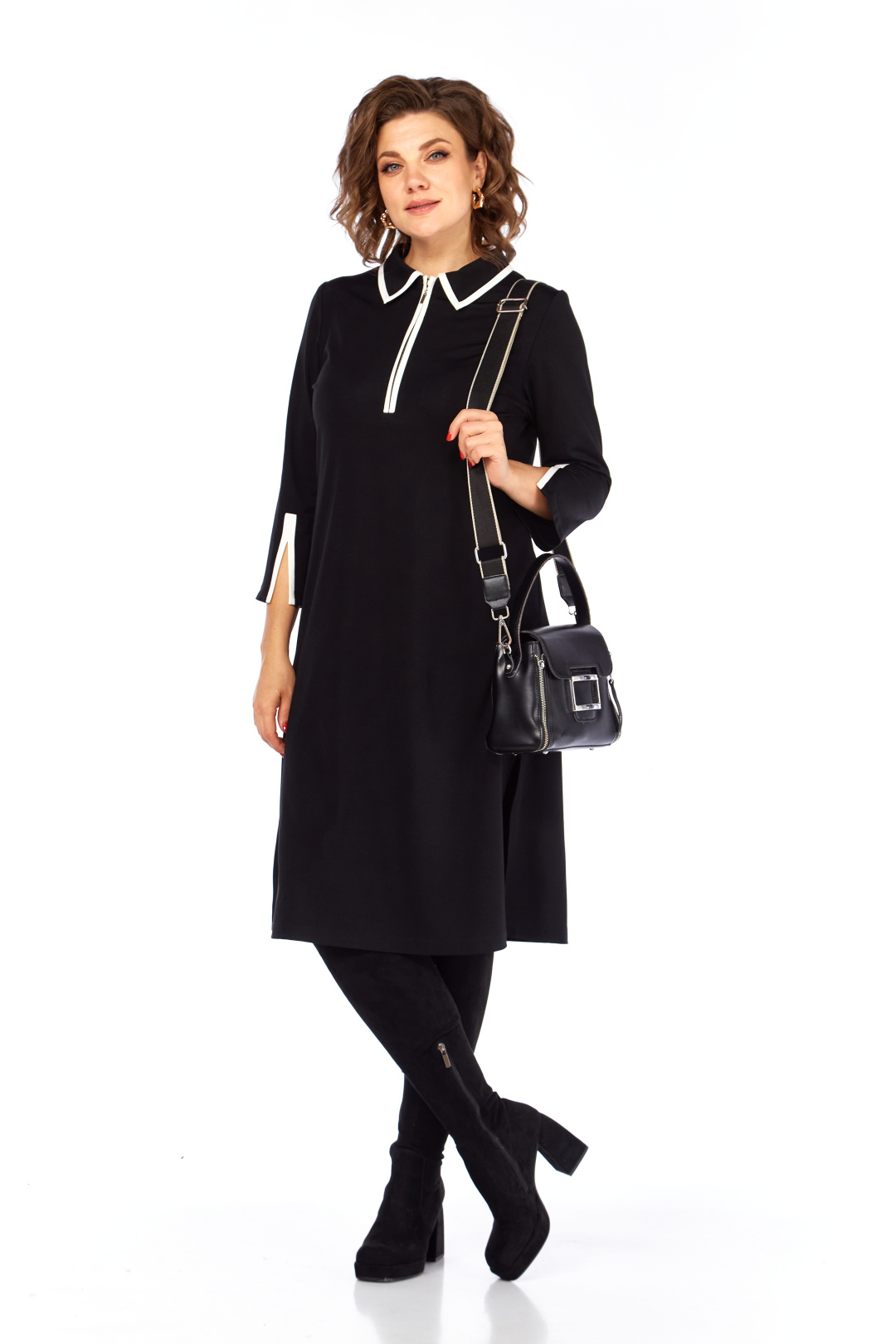 Платье Ольга Стиль С971 черный - фото 6