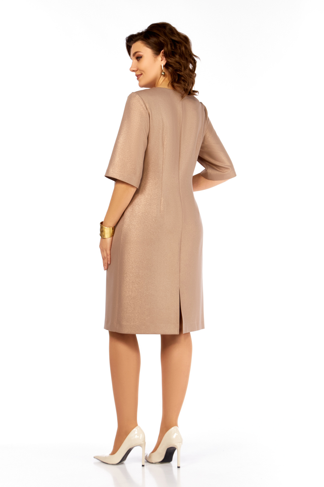 Платье Ольга Стиль С980 бежево-золотой - фото 5