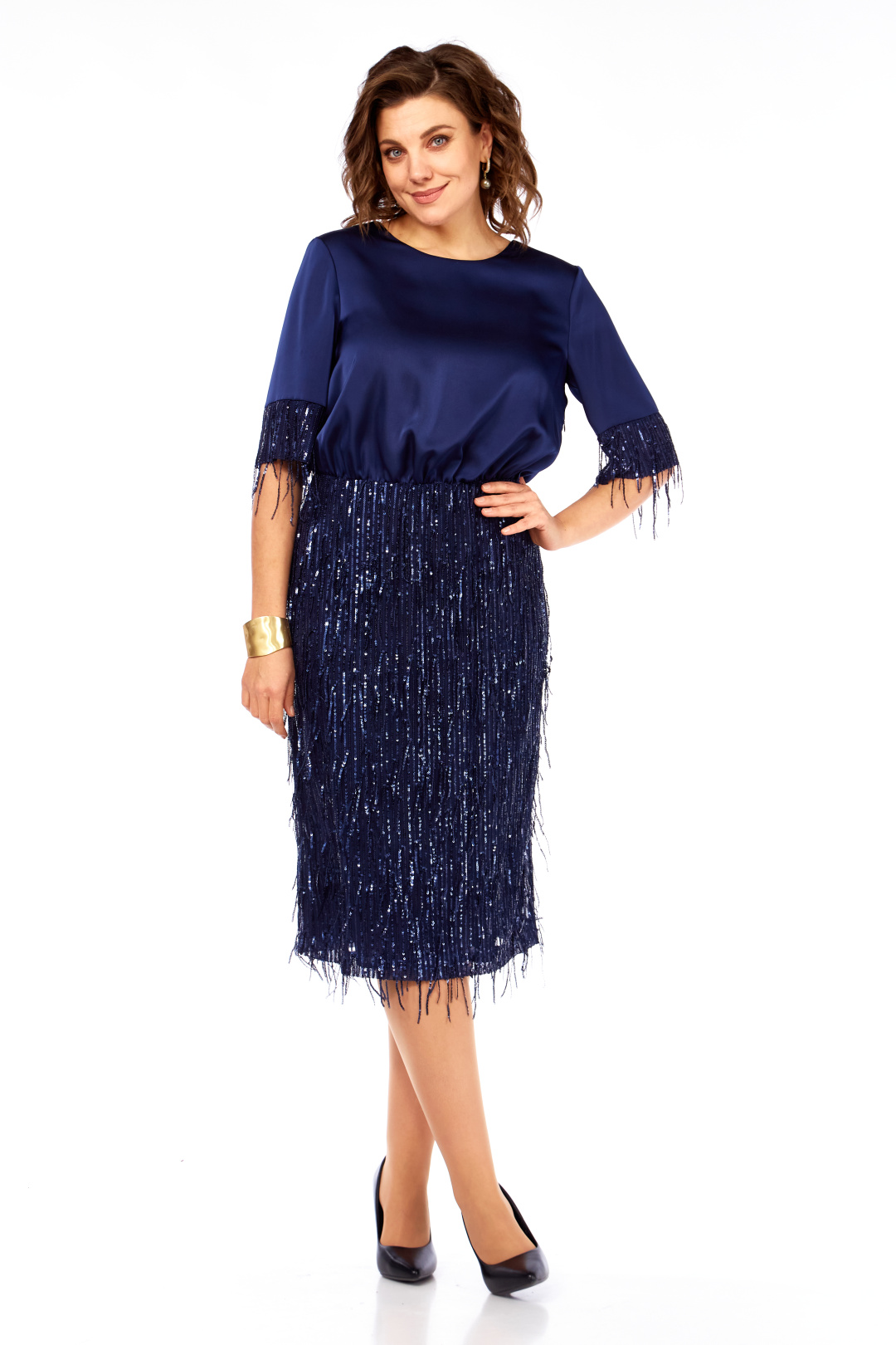 Платье Ольга Стиль С982 синий - фото 1