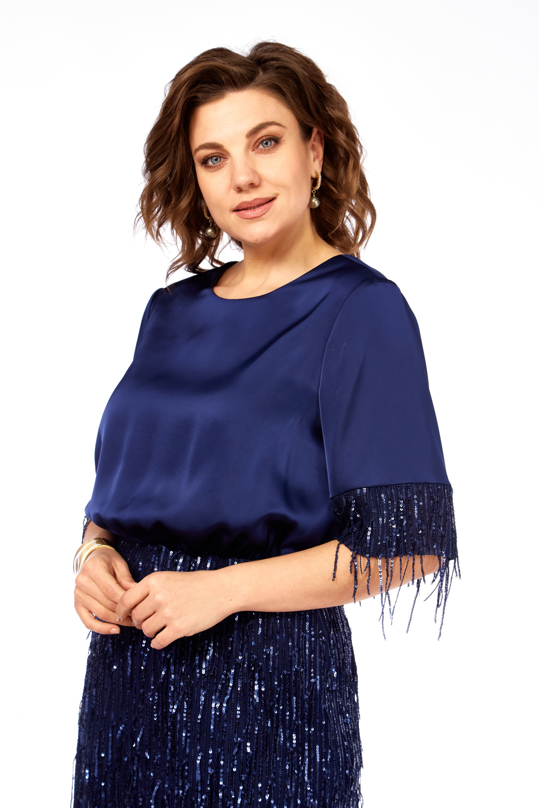 Платье Ольга Стиль С982 синий - фото 3