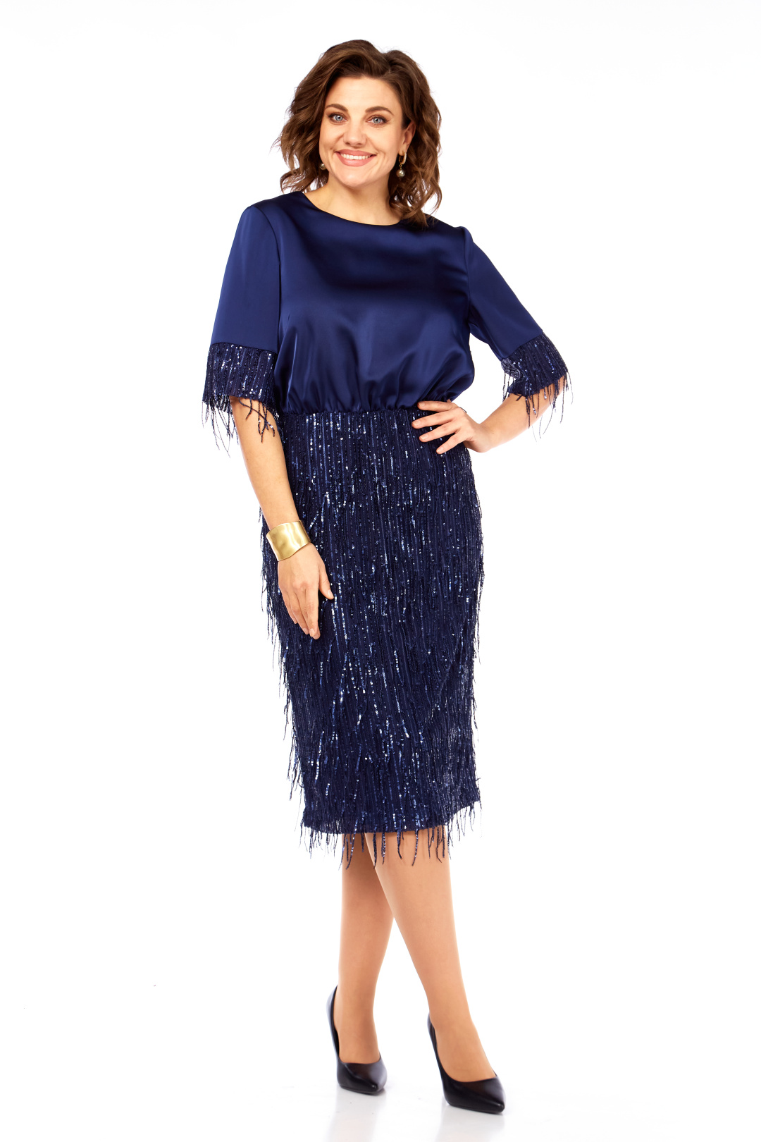 Платье Ольга Стиль С982 синий - фото 5