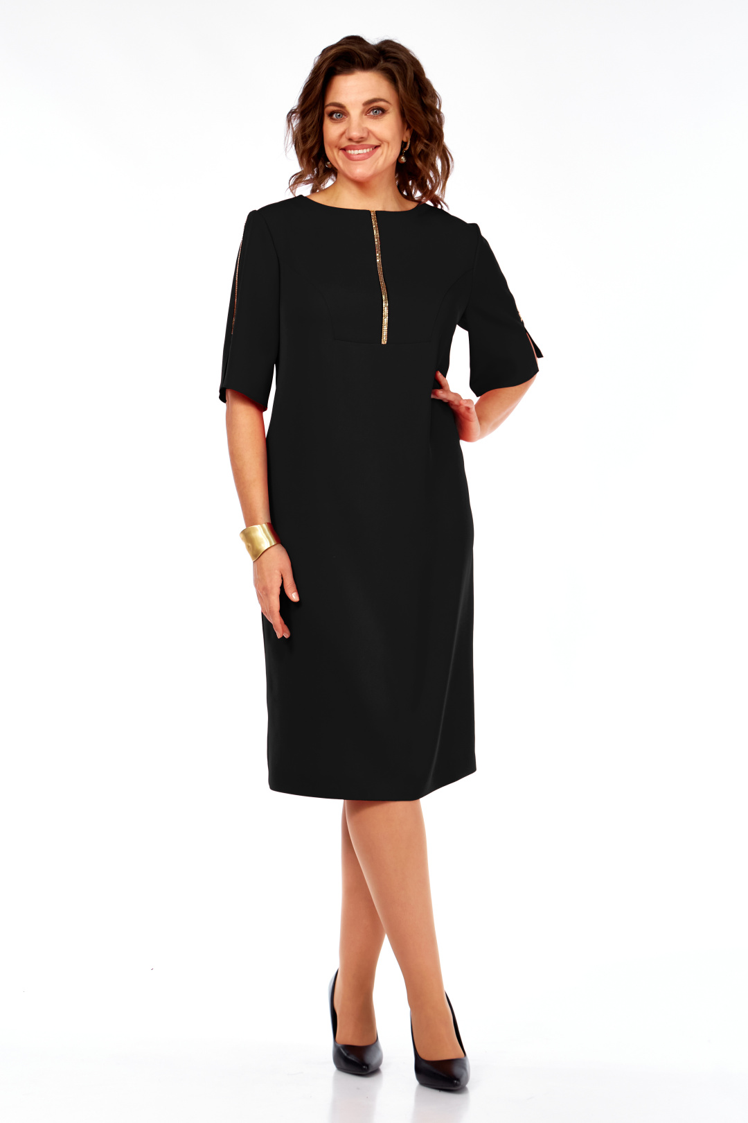 Платье Ольга Стиль С984 черный - фото 4