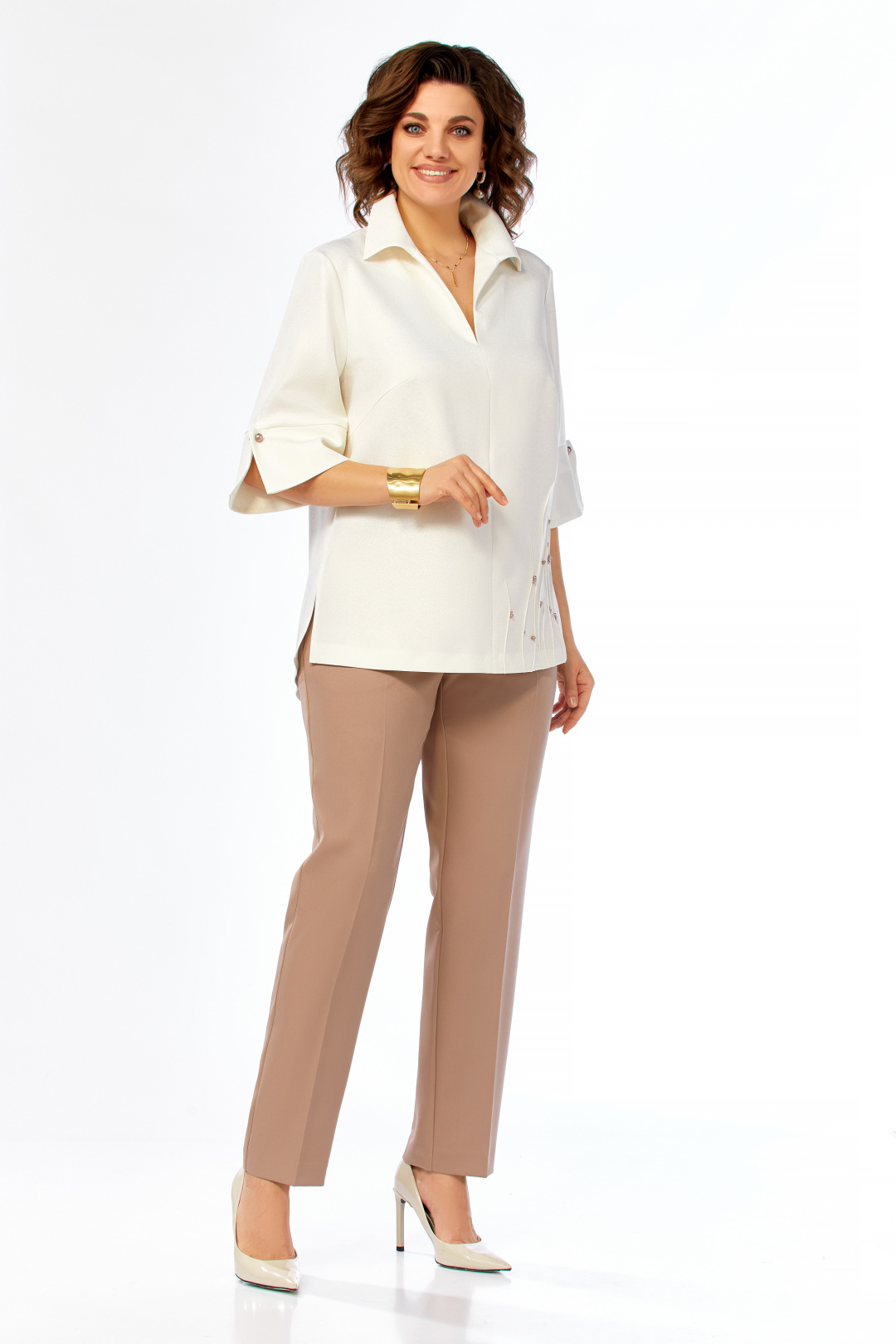 Костюм Ольга Стиль С987 молочно-коричневый