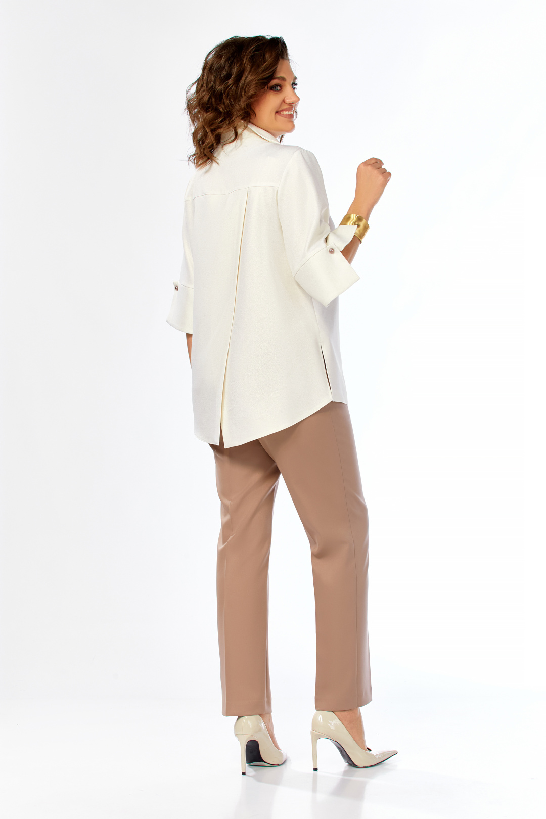 Костюм Ольга Стиль С987 молочно-коричневый - фото 2