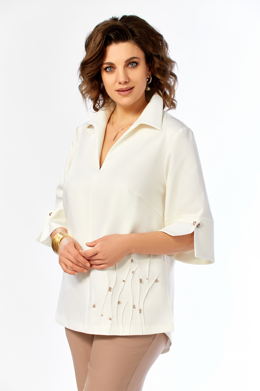 Костюм Ольга Стиль С987 молочно-коричневый - фото 5