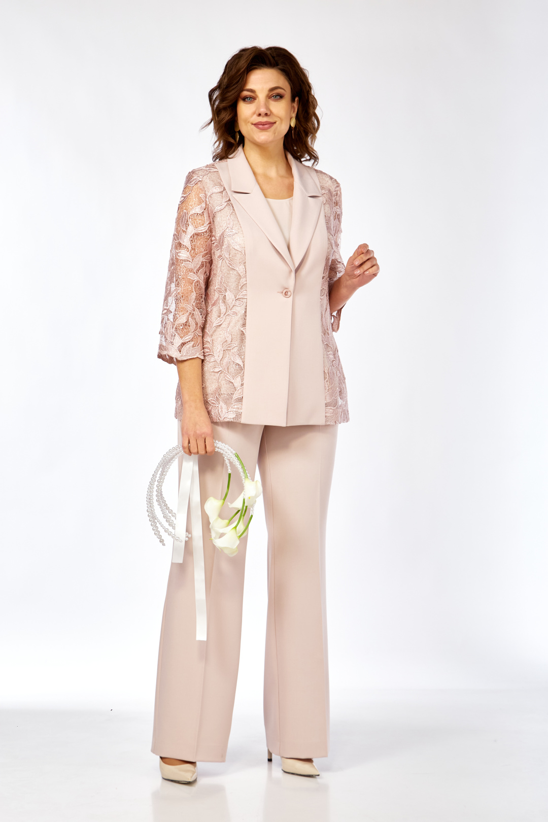 Костюм Ольга Стиль С996 пудрово-розовый - фото 1