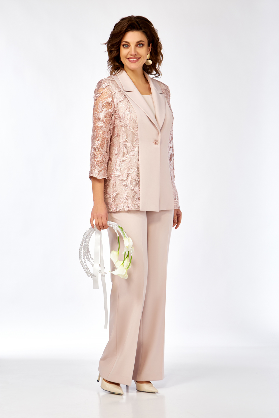 Костюм Ольга Стиль С996 пудрово-розовый - фото 3