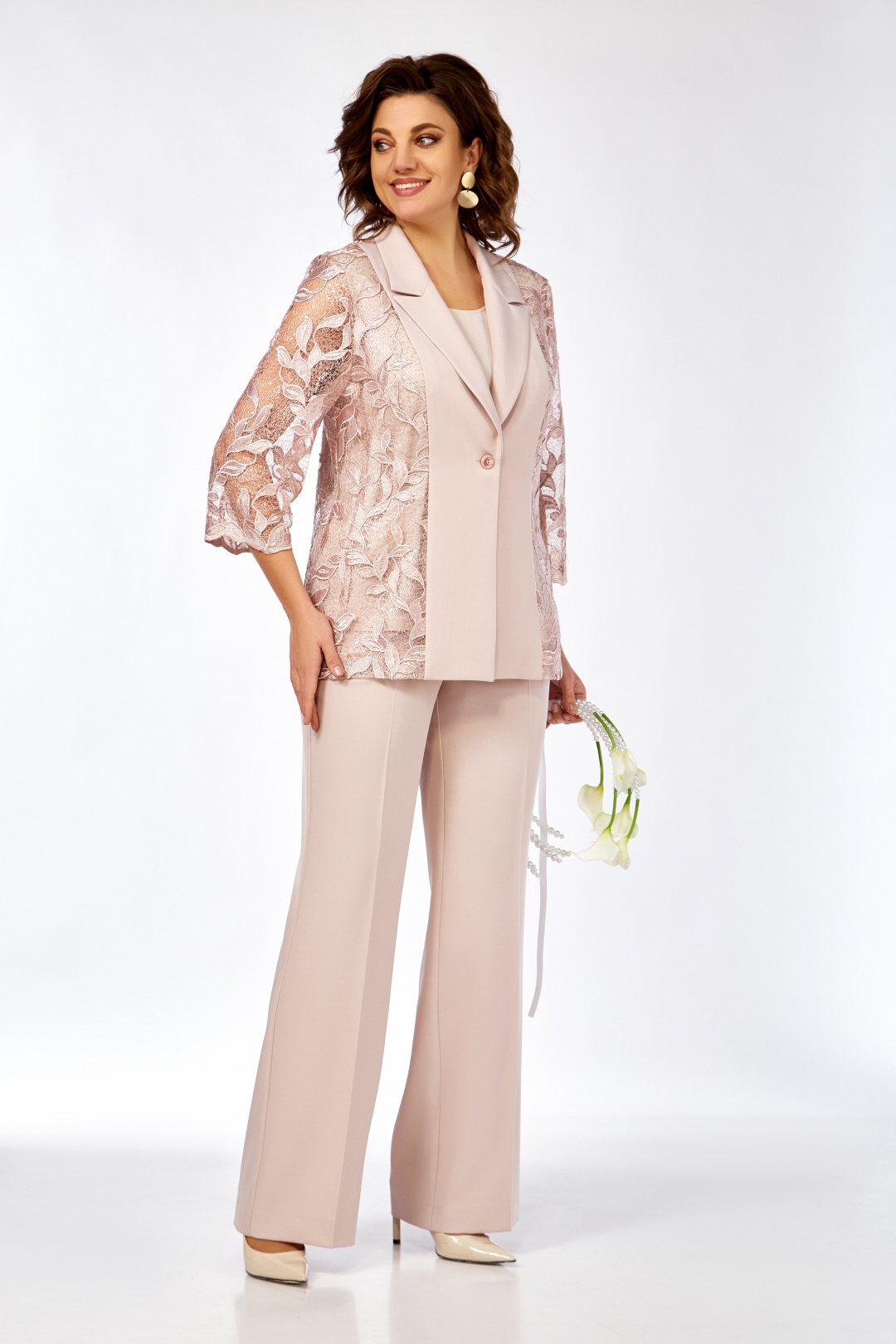 Костюм Ольга Стиль С996 пудрово-розовый - фото 5