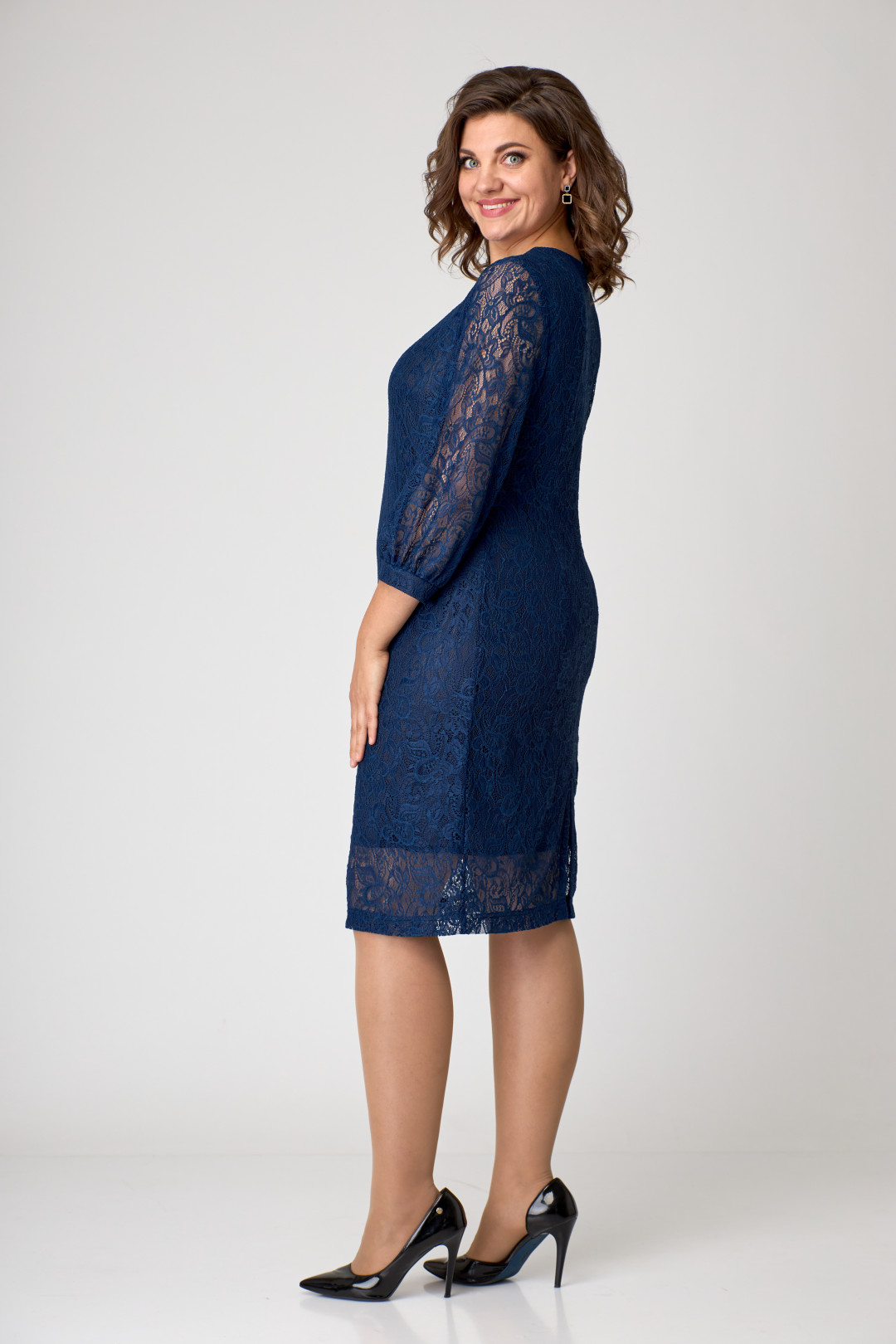 Платье ОрхидеяЛюкс 1214 темно-синий - фото 3
