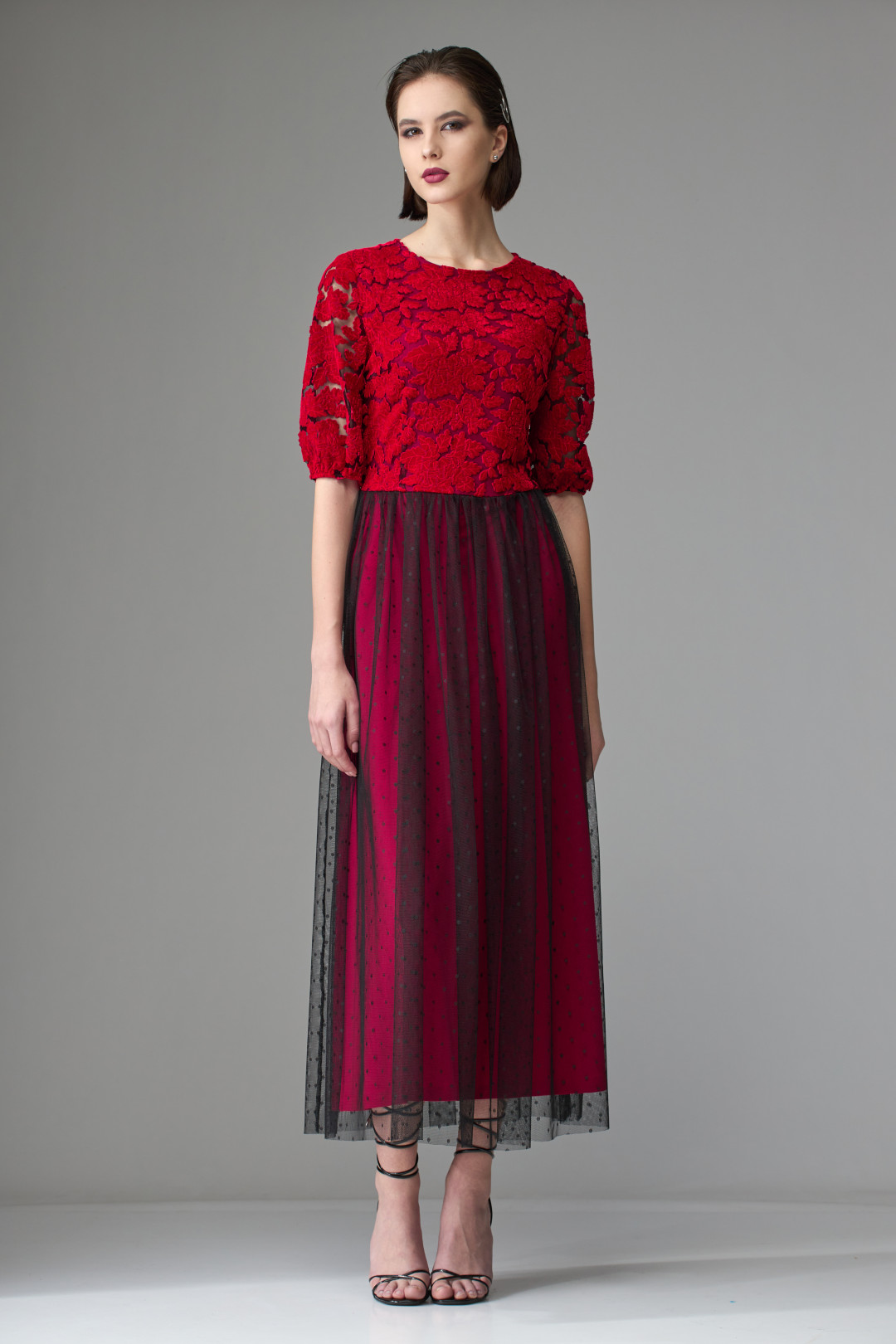 Платье ОрхидеяЛюкс 1231-1 алый - фото 1