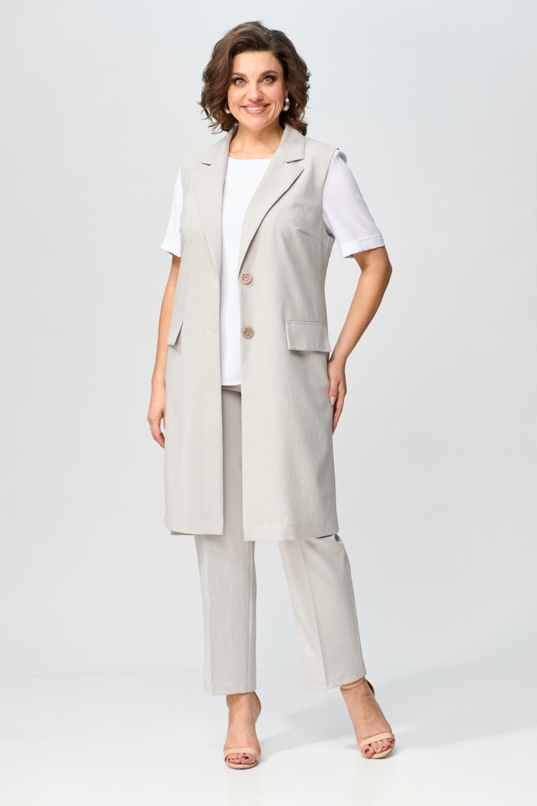 Костюм ОрхидеяЛюкс 1403-3 серый с бежевым оттенком - фото 1