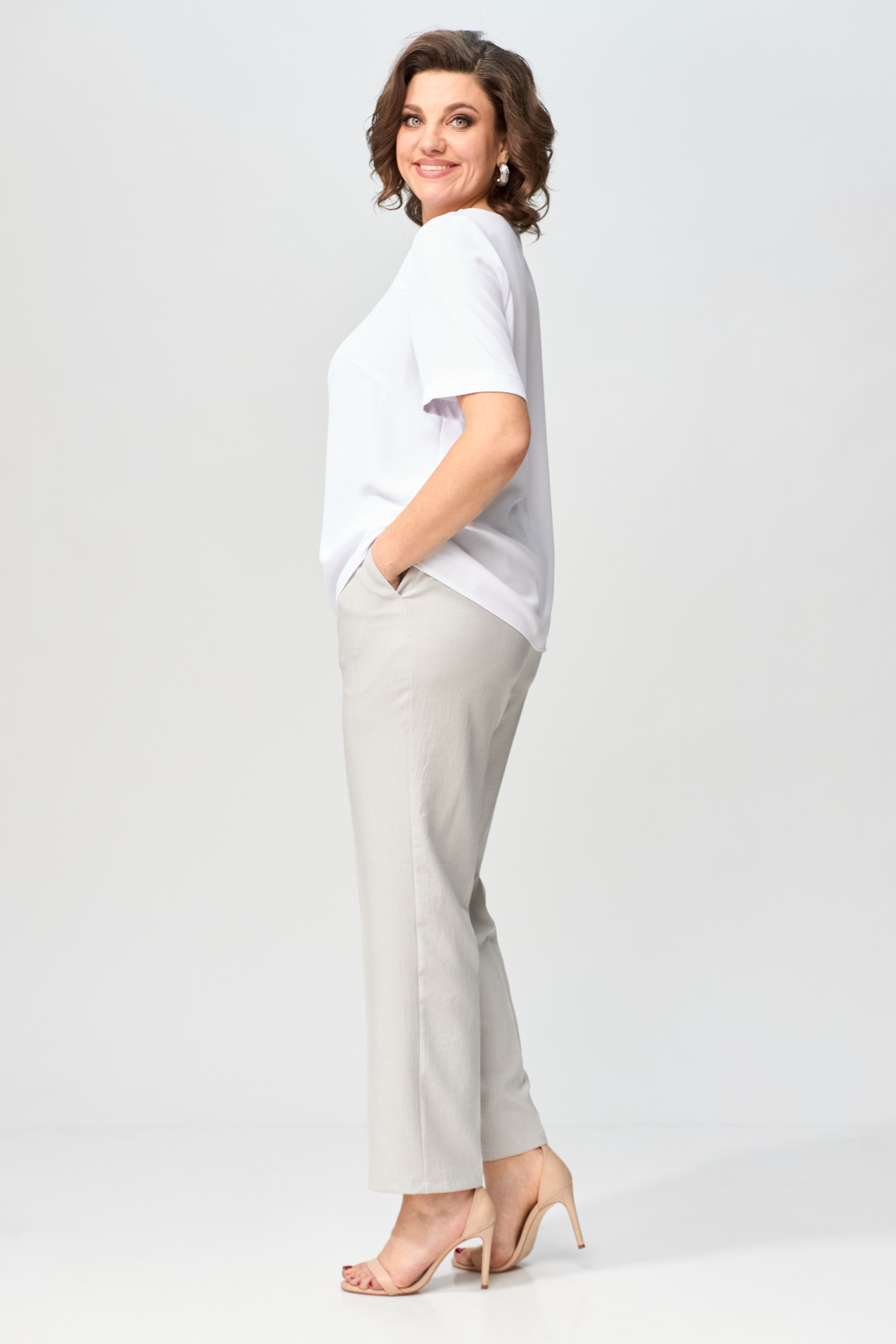 Костюм ОрхидеяЛюкс 1403-3 серый с бежевым оттенком - фото 2