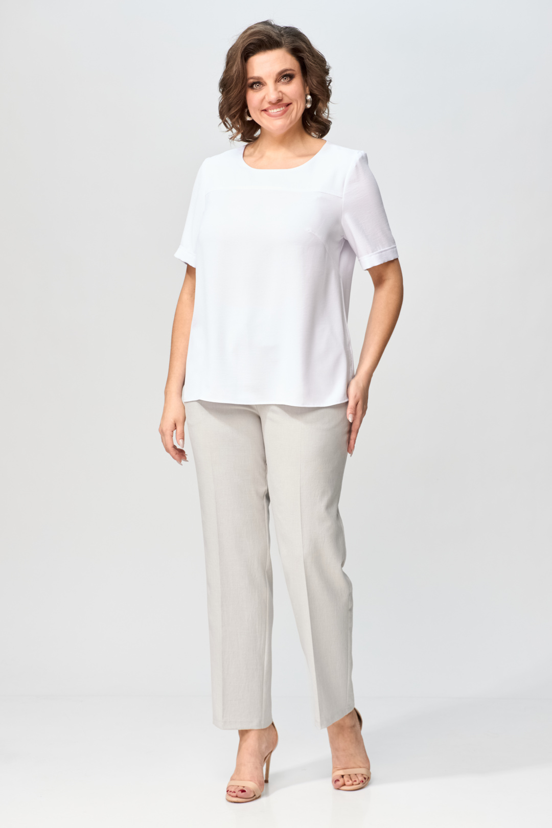 Костюм ОрхидеяЛюкс 1403-3 серый с бежевым оттенком - фото 3