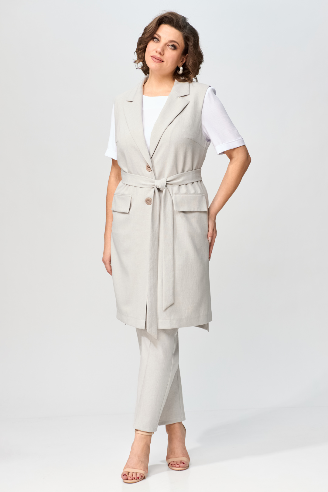 Костюм ОрхидеяЛюкс 1403-3 серый с бежевым оттенком - фото 4