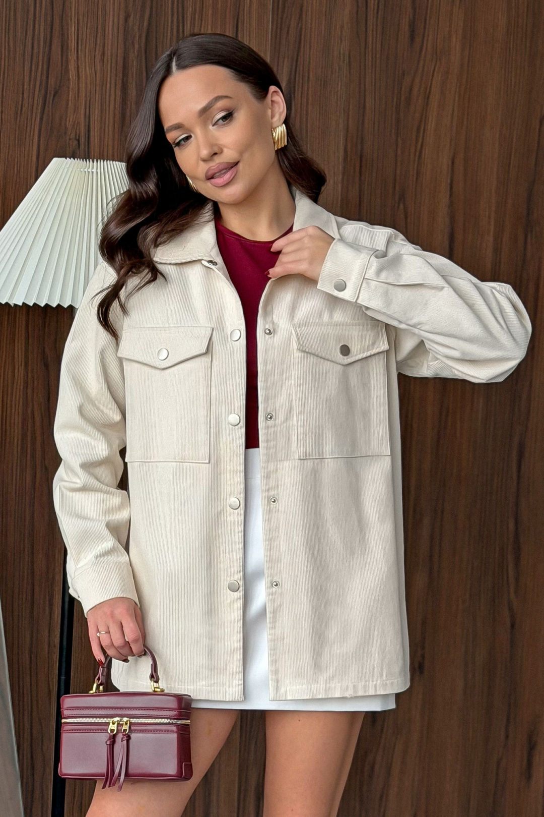 Рубашка PRATA wear S022 молочный - фото 5