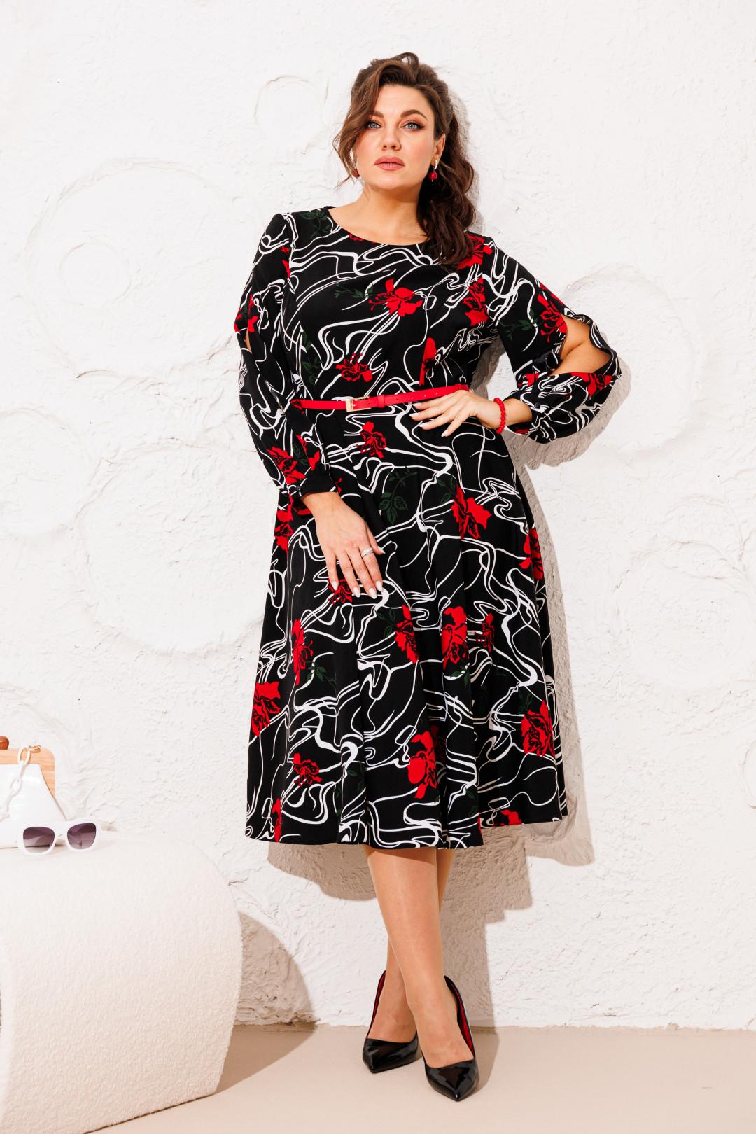 Платье Romanovich Style 1-2580 черный в цветы