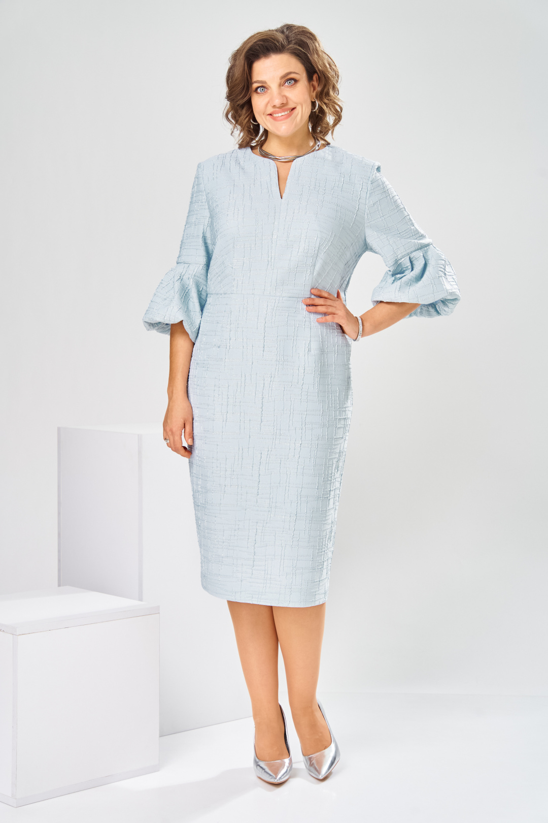 Платье Romanovich Style 1-2809 голубой + штрихи