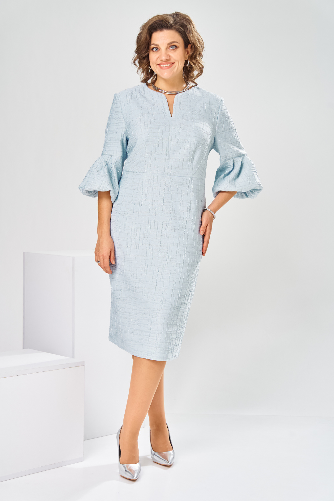 Платье Romanovich Style 1-2809 голубой + штрихи - фото 5