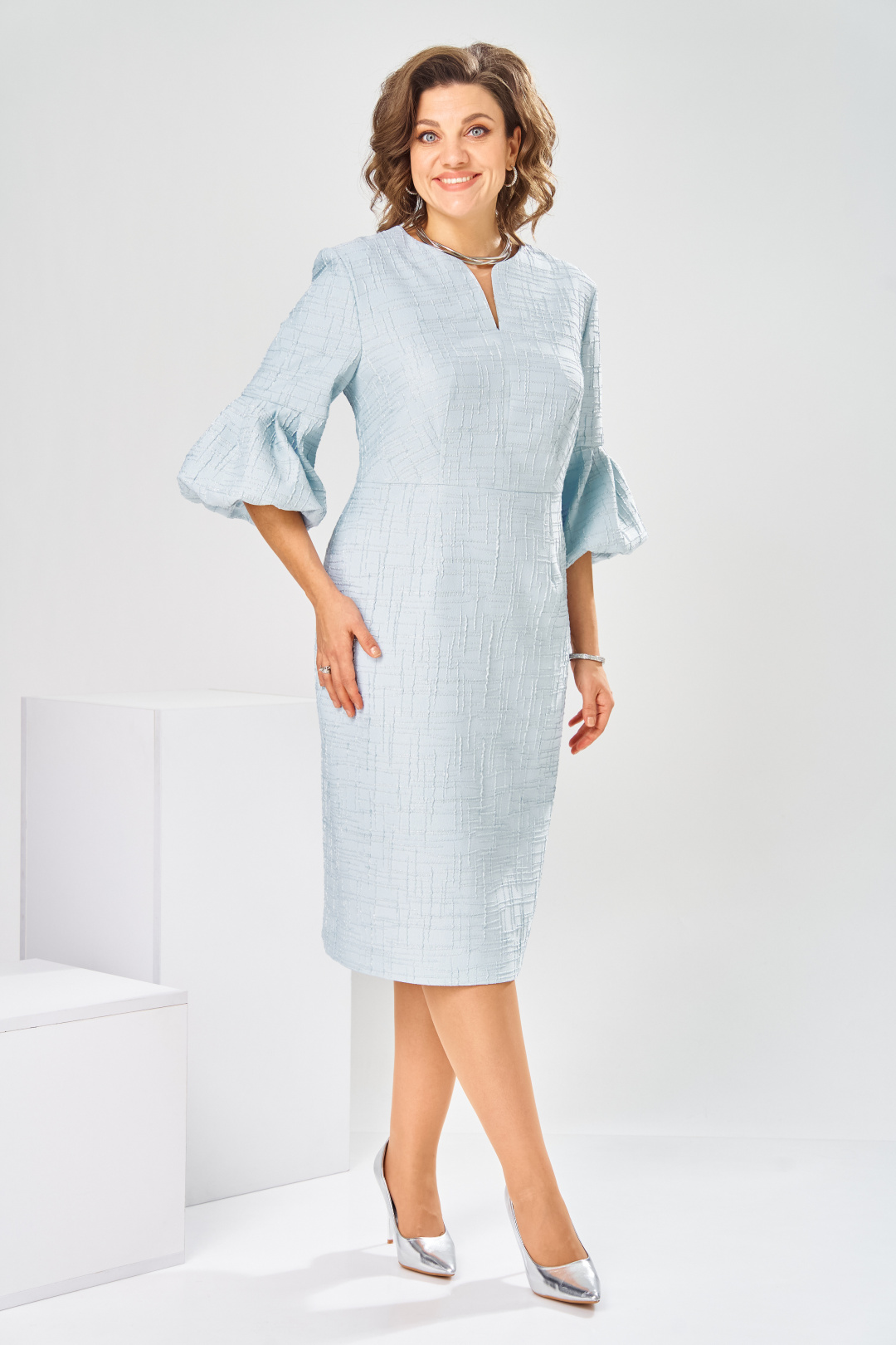 Платье Romanovich Style 1-2809 голубой + штрихи