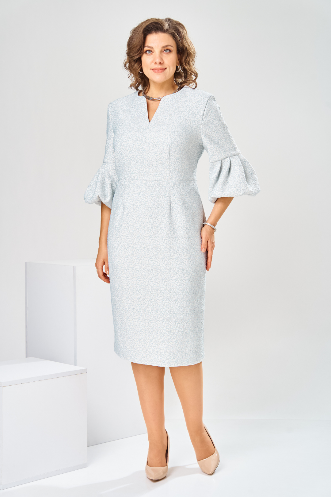 Платье Romanovich Style 1-2809 голубой + точка - фото 3