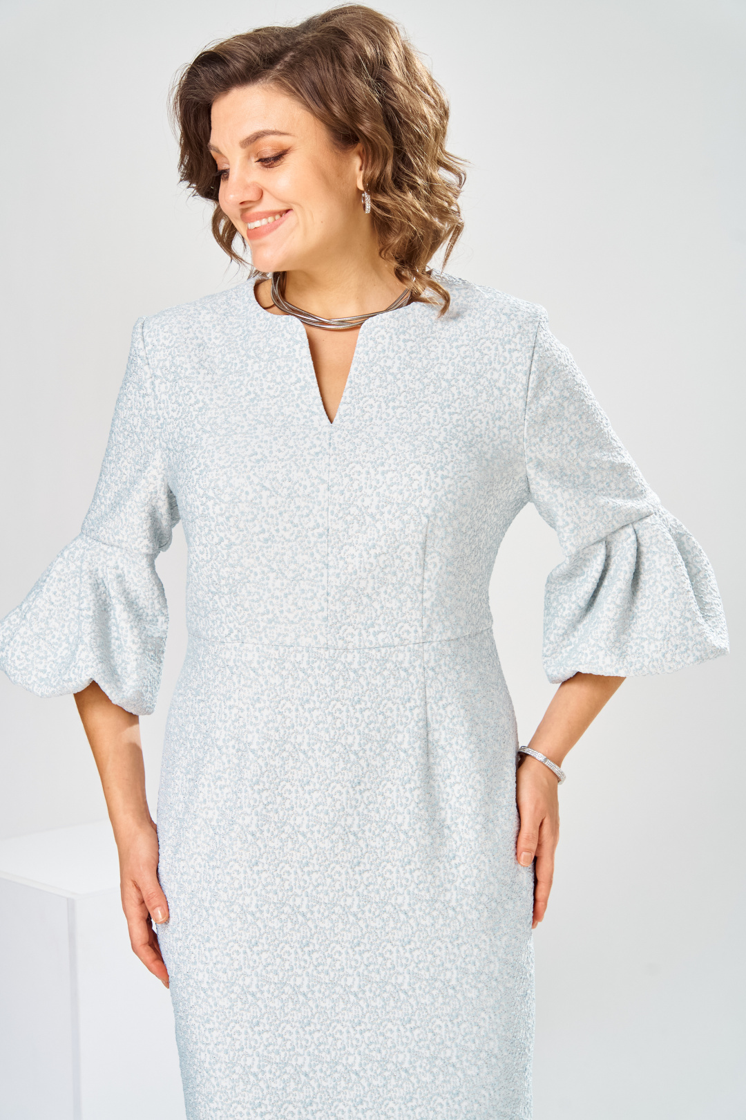 Платье Romanovich Style 1-2809 голубой + точка - фото 5