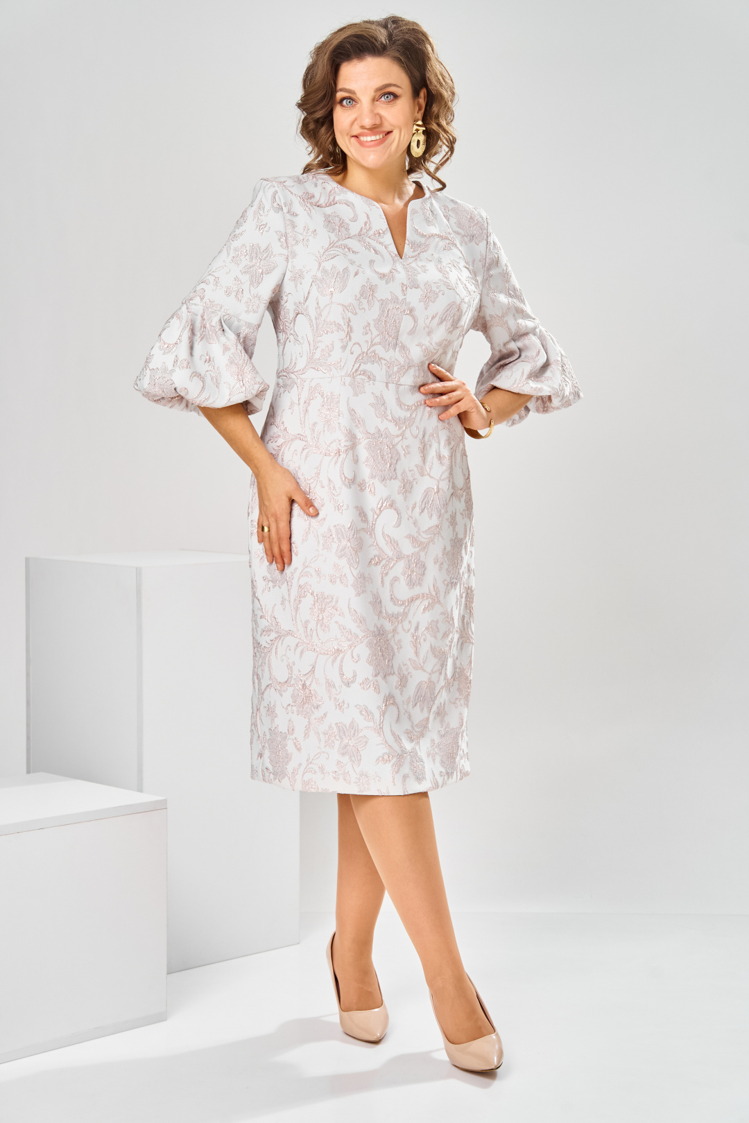 Платье Romanovich Style 1-2809 пудра + цветы - фото 3