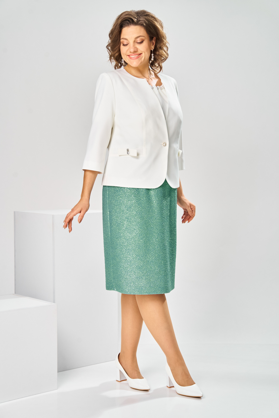 Костюм Romanovich Style 3-2697 белый/зелень