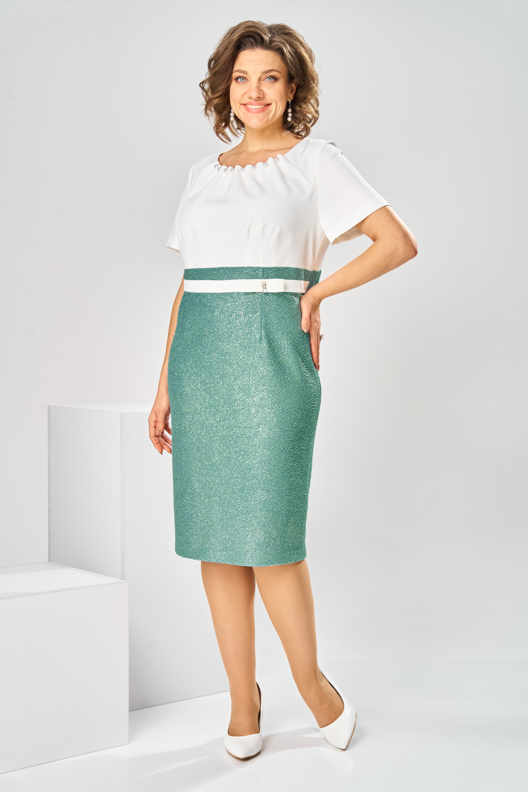 Костюм Romanovich Style 3-2697 белый/зелень - фото 4