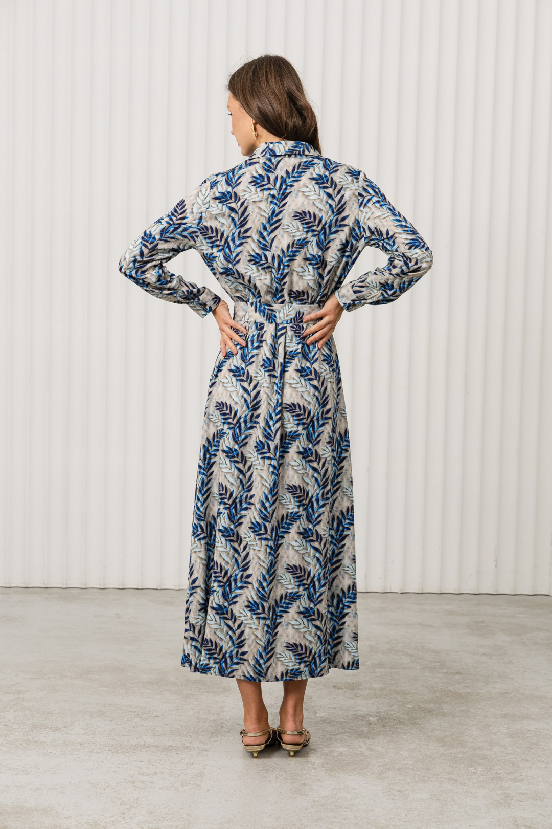 Платье Romgil РТ0130-ВИ2 светло-бежевый + голубой + синий - фото 2