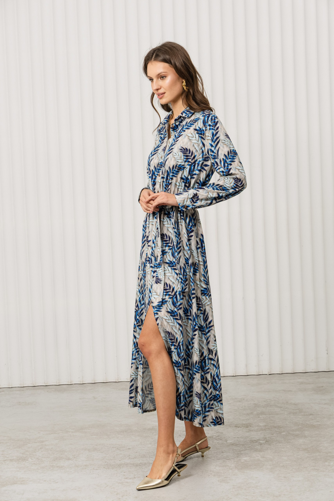 Платье Romgil РТ0130-ВИ2 светло-бежевый + голубой + синий - фото 3