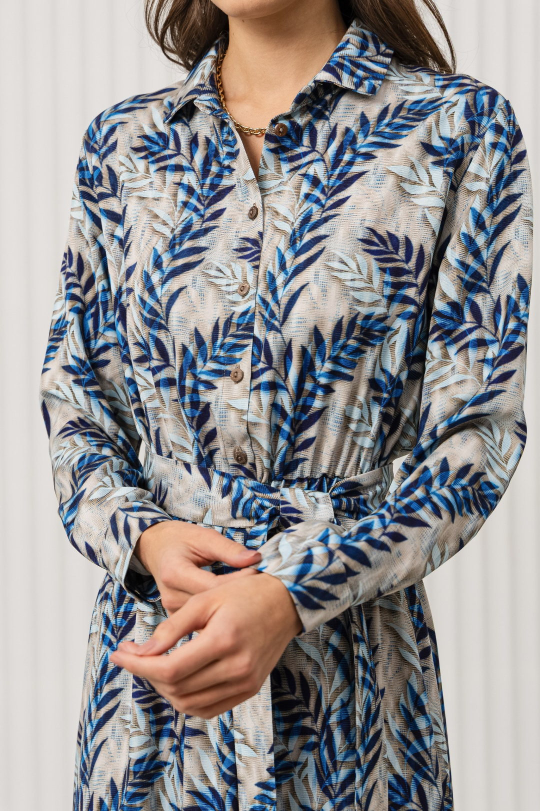 Платье Romgil РТ0130-ВИ2 светло-бежевый + голубой + синий - фото 4