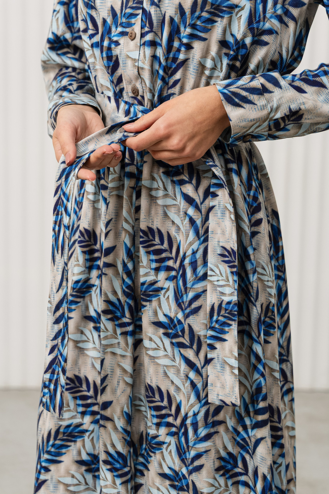 Платье Romgil РТ0130-ВИ2 светло-бежевый + голубой + синий - фото 5