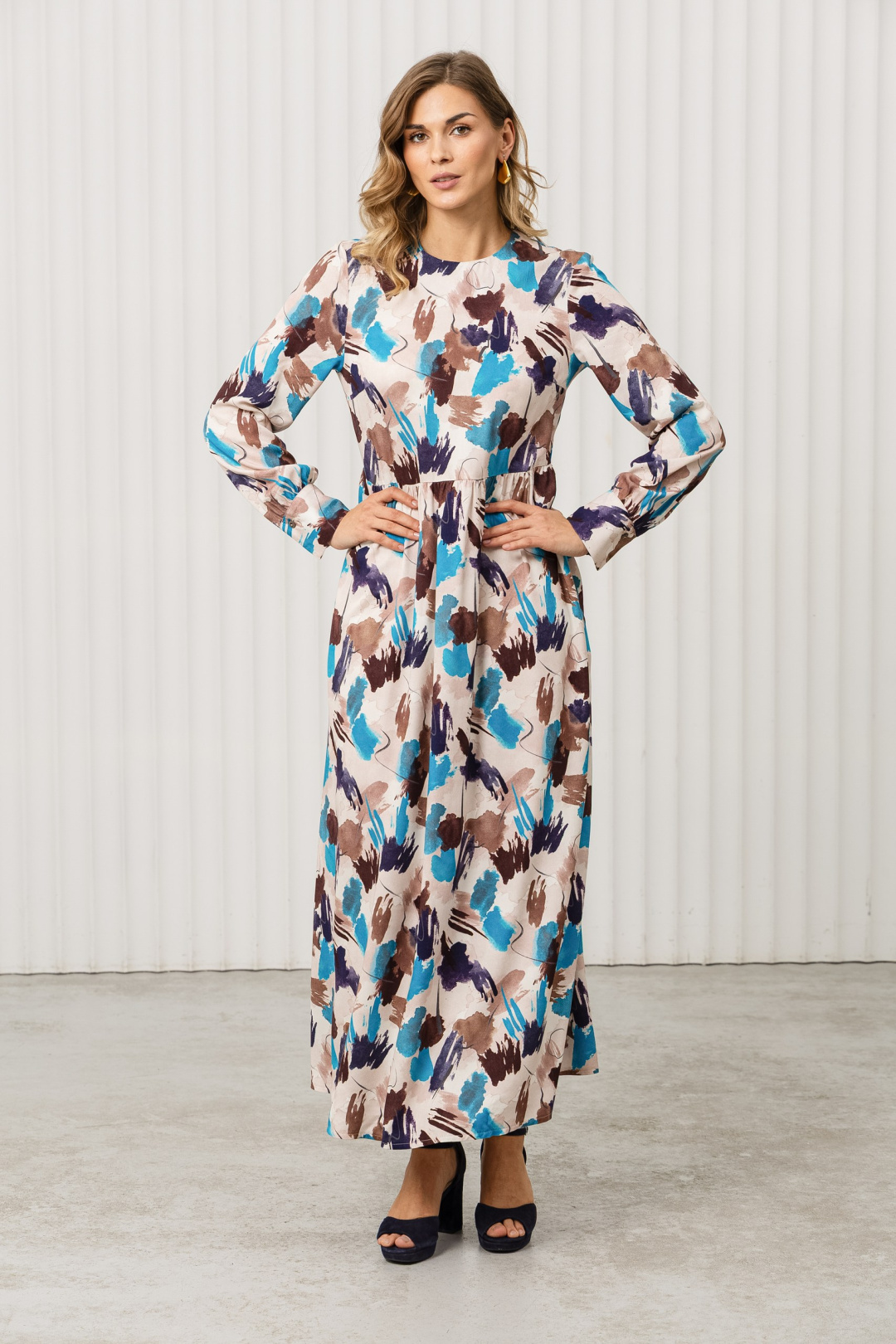 Платье Romgil РТ0131-ВИ2 молочный, шоколадный, темно-розовый - фото 3