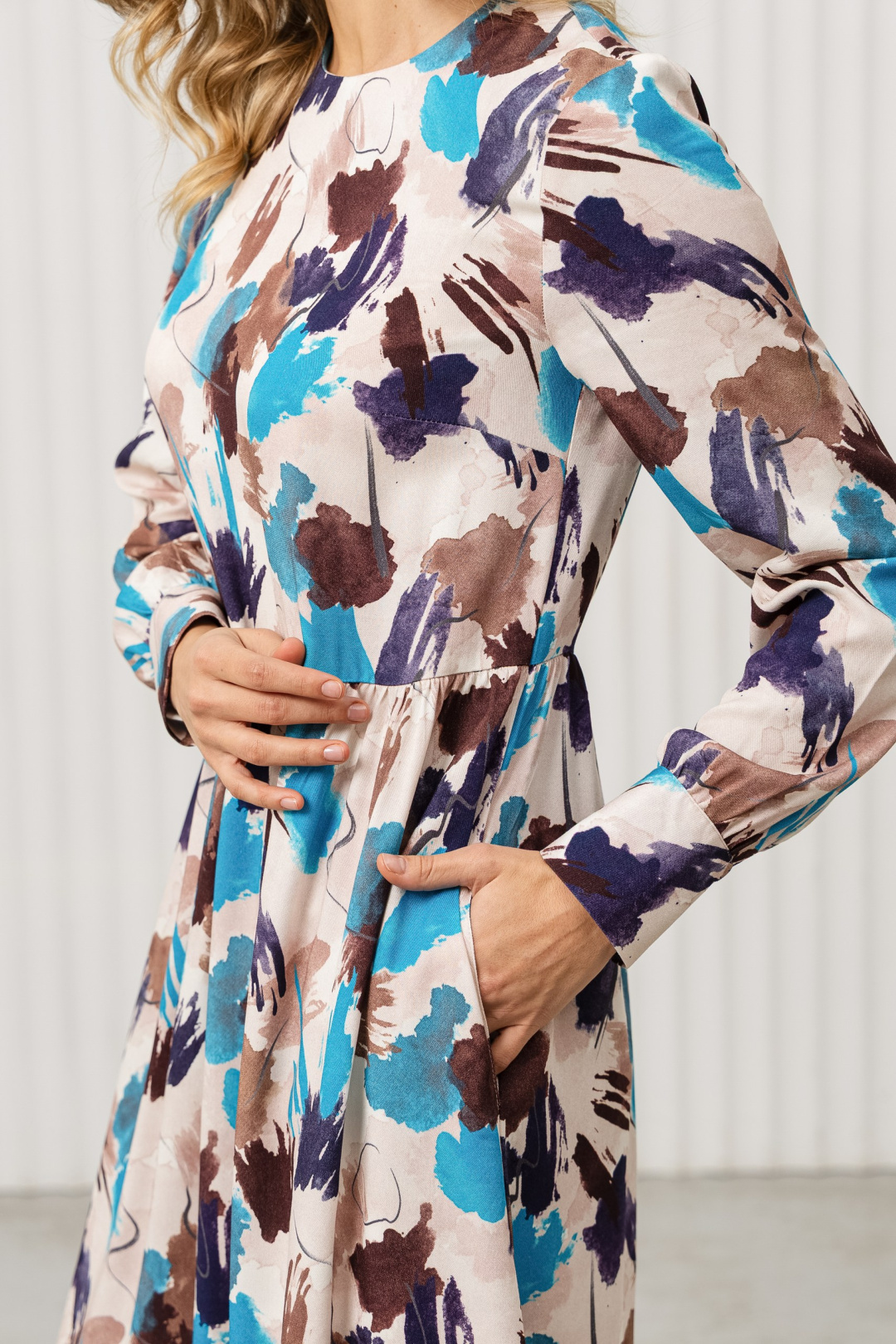 Платье Romgil РТ0131-ВИ2 молочный, шоколадный, темно-розовый - фото 5