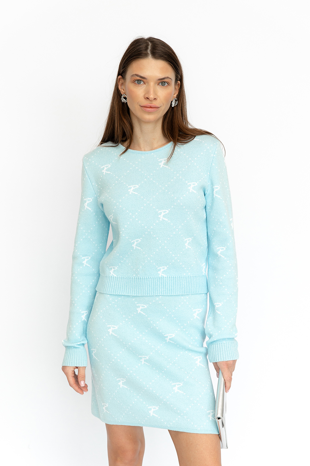 Джемпер Romgil РВ0020-ХЛ2 бледно-голубой, белый - фото 5