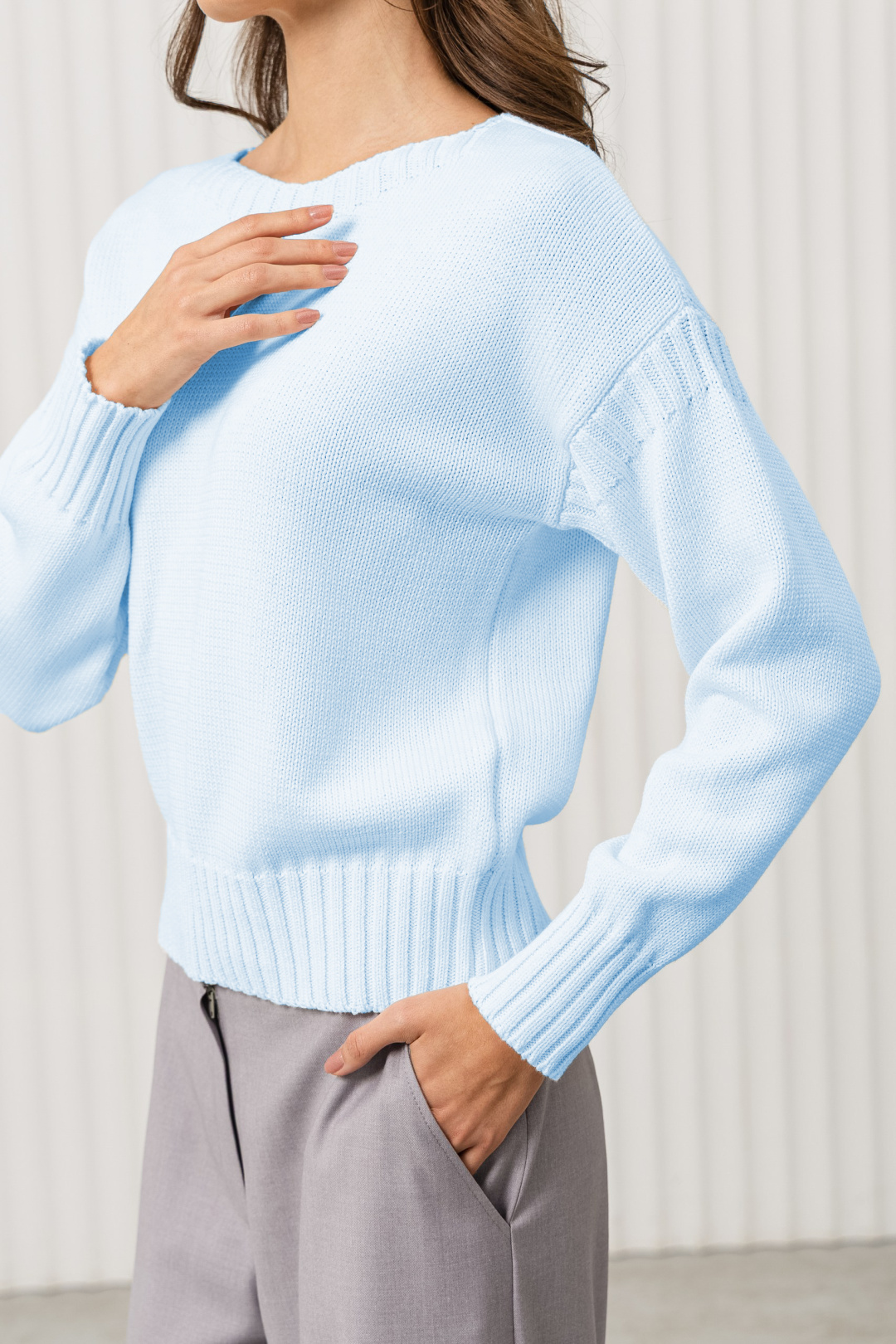 Джемпер Romgil РВ0371-ХЛ2 бледно-голубой - фото 3