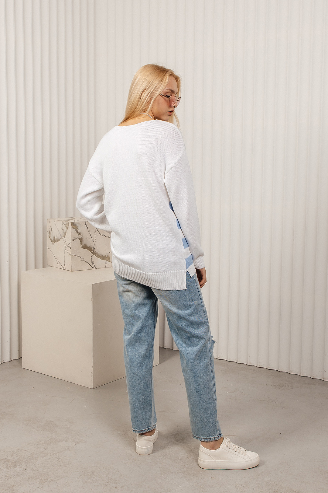 Джемпер Romgil ТЗ680Х белый, голубой - фото 2