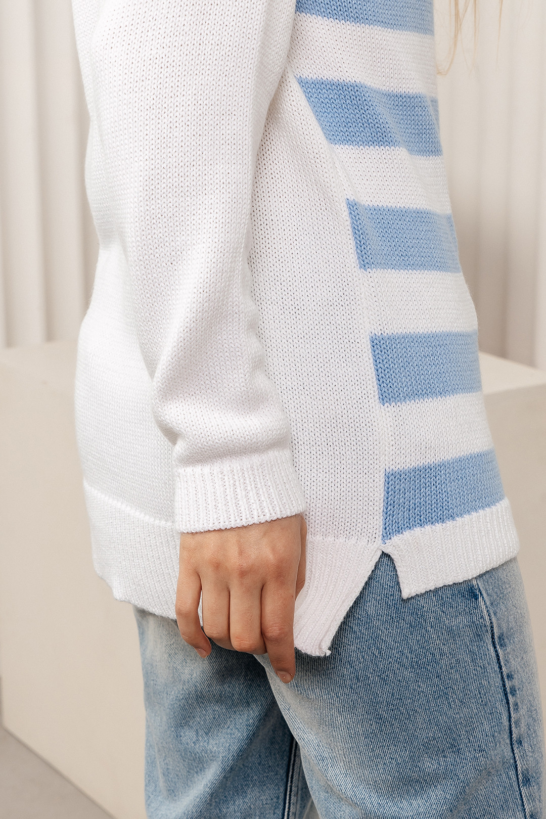 Джемпер Romgil ТЗ680Х белый, голубой - фото 4