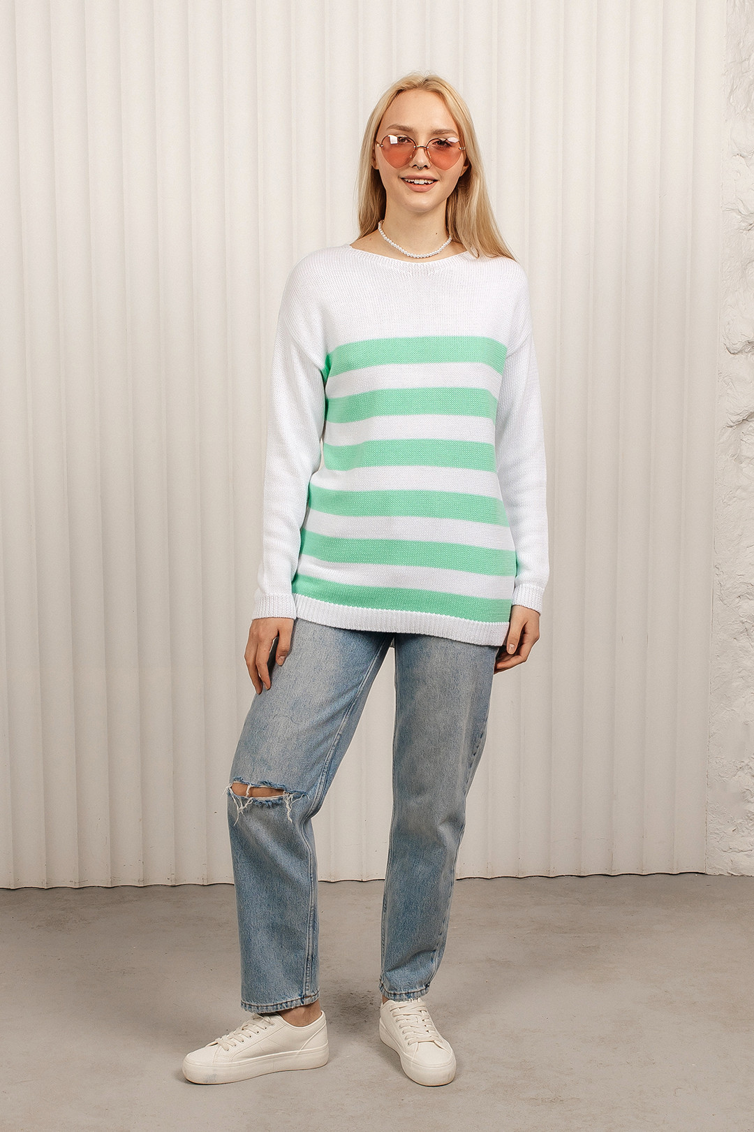 Джемпер Romgil ТЗ680Х белый, мятный - фото 3