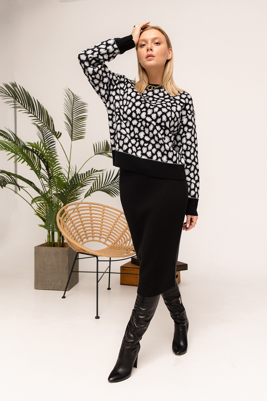 Костюм Romgil ТЗ848Ш серо-голубой, черный, молочный - фото 1