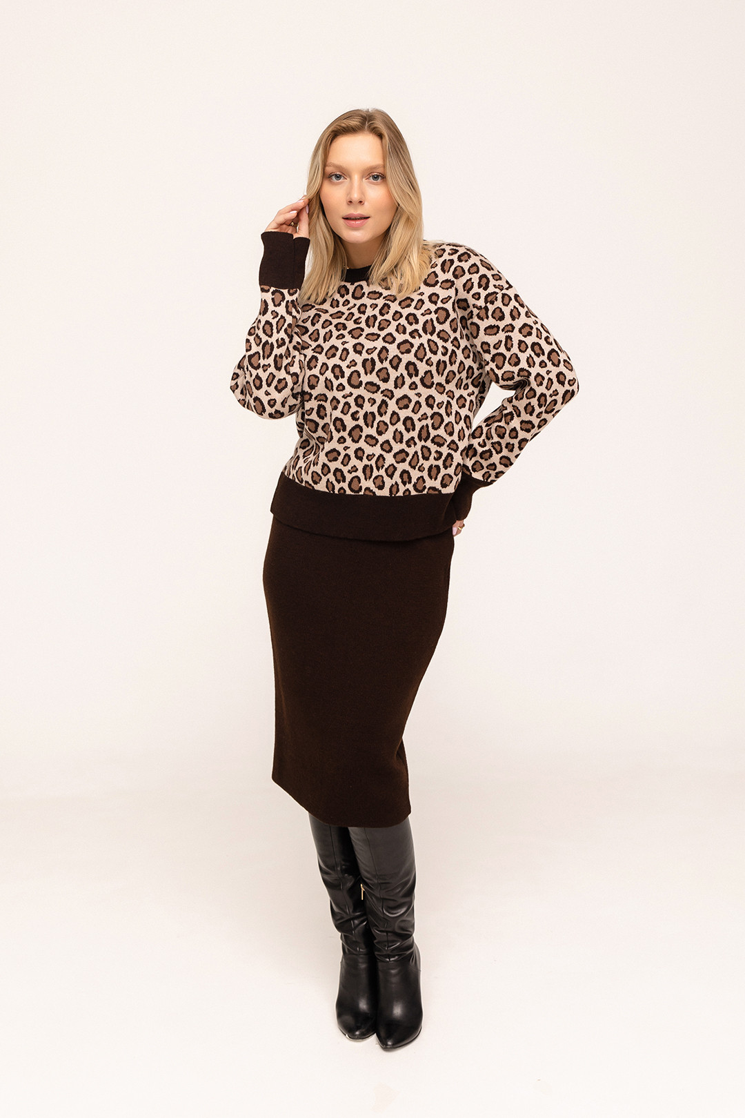 Костюм Romgil ТЗ848Ш светлый опаловый, глубокий коричневый, коричневый - фото 1