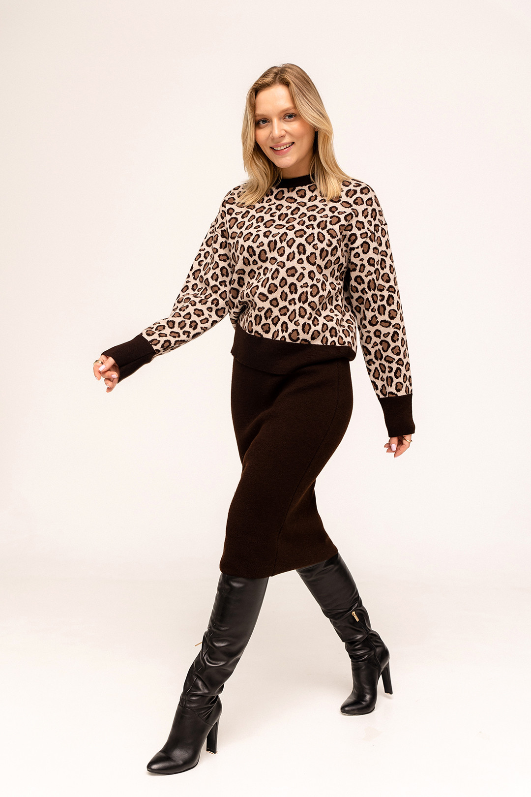 Костюм Romgil ТЗ848Ш светлый опаловый, глубокий коричневый, коричневый - фото 4